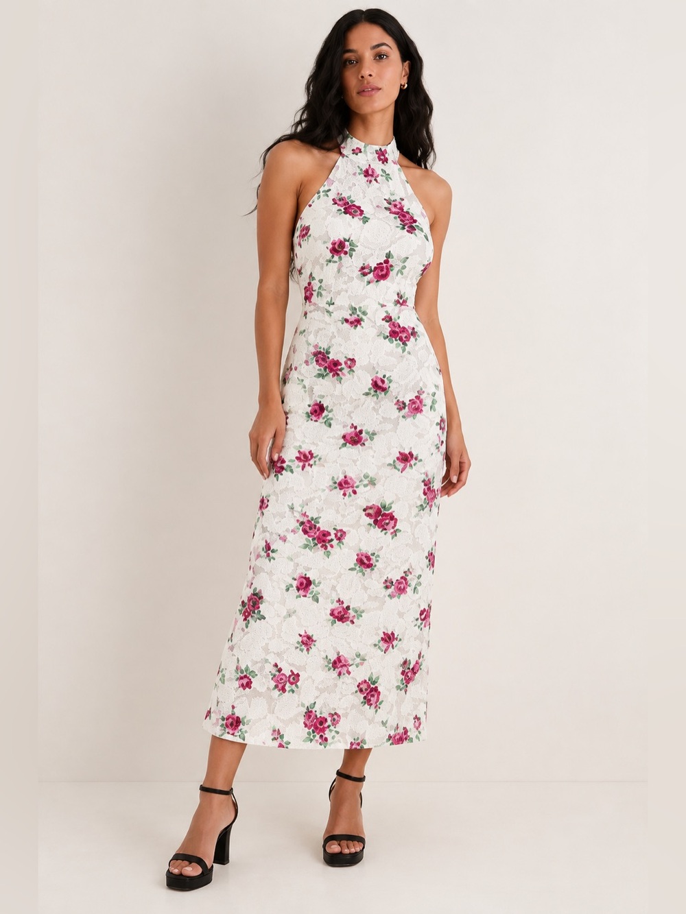 NWT Revolve AFRM White Floral Lace Midi Dress High Neck Romantic Cottagecore